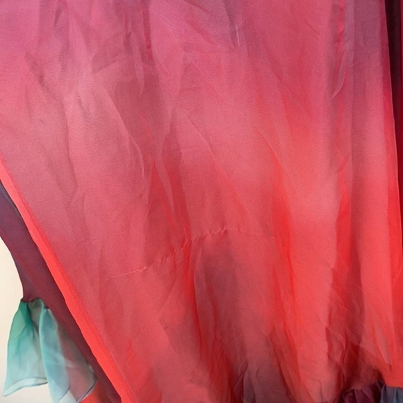 PATBO Sunset Cutout Maxi Dress Red blue green ruffle tiered 12 Rare - Picture 12 of 12